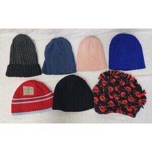 7pc Kids Beanies Hat Misc Lot Bundle